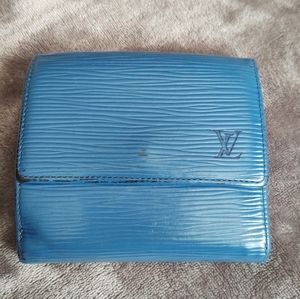 Vintage Louis Vuitton Wallet Malletier Blue Epi Leather Bifold Wallet Card Coin